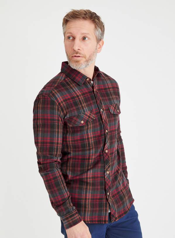 Red Twill Check Shirt S